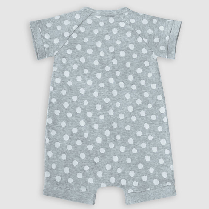 Pelele para bebé con cremallera de algodón elástico gris estampado lunares blancos Dim Baby, , DIM