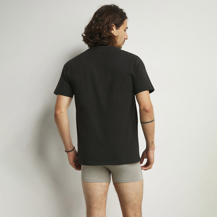 Pack de 2 camisetas de hombre termorreguladoras en algodón Negro cuello en V Dim Sport, , DIM