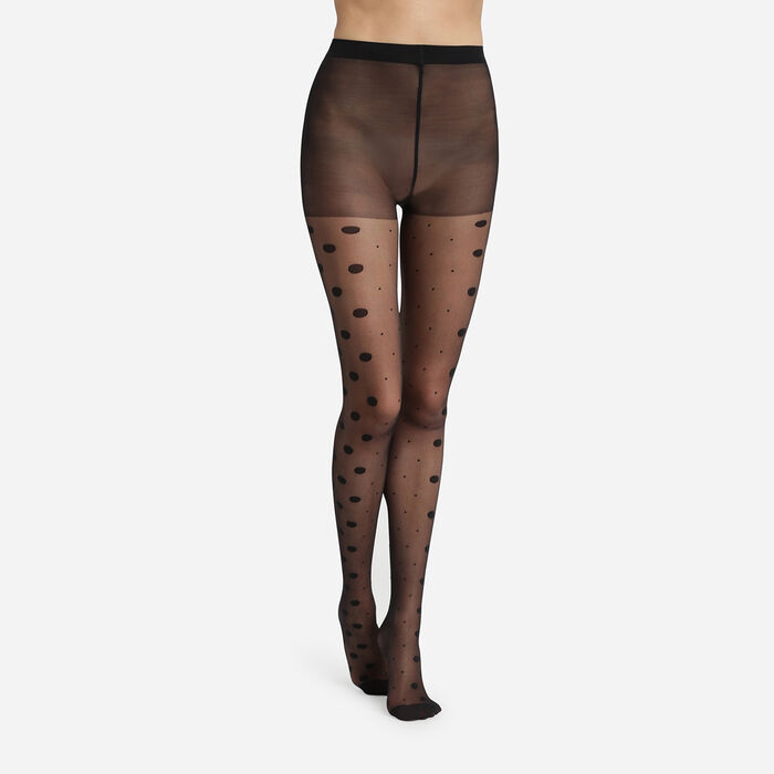 Panti de mujer transparente con múltiples lunares Negro 18D Dim Style, , DIM
