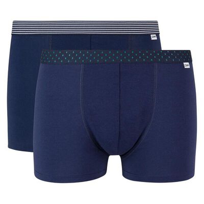 Pack de 2 boxers azules de algodón elástico con cintura estampada Mix and Print, , DIM
