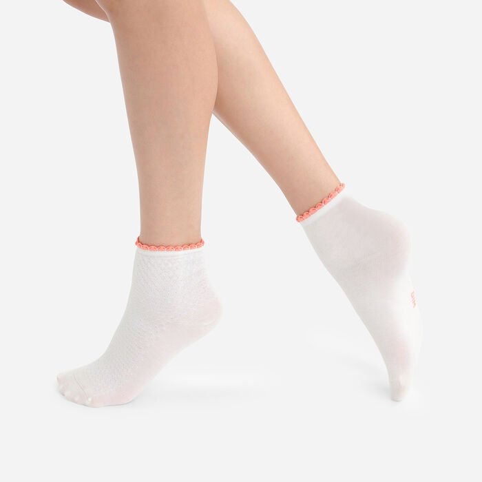 Pack de 2 pares de calcetines tobilleros de mujer Gardenia y Marfil Algodón Mercerizado, , DIM