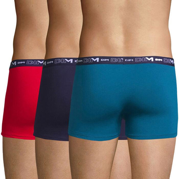 Pack de 3 bóxers rojo, azul antiguo y azul marino - Coton Stretch, , DIM