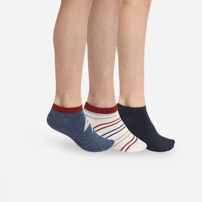 Pack de 3 pares de calcetines cortos para niños tormenta Azul Marino Coton Style, , DIM