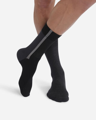 Juego de 2 pares de calcetines de hombre colorblock Negro Coton Style, , DIM