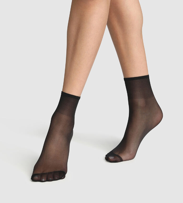 Pack de 2 calcetines de media negros iridiscentes Sublim 14D, , DIM