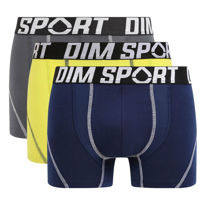 Pack de 3 bóxers de hombre termorreguladores en algodón Gris Verde Dim Sport, , DIM