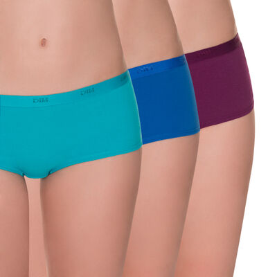 Lot de 3 boxers bleu et violet en coton Les Pockets-DIM