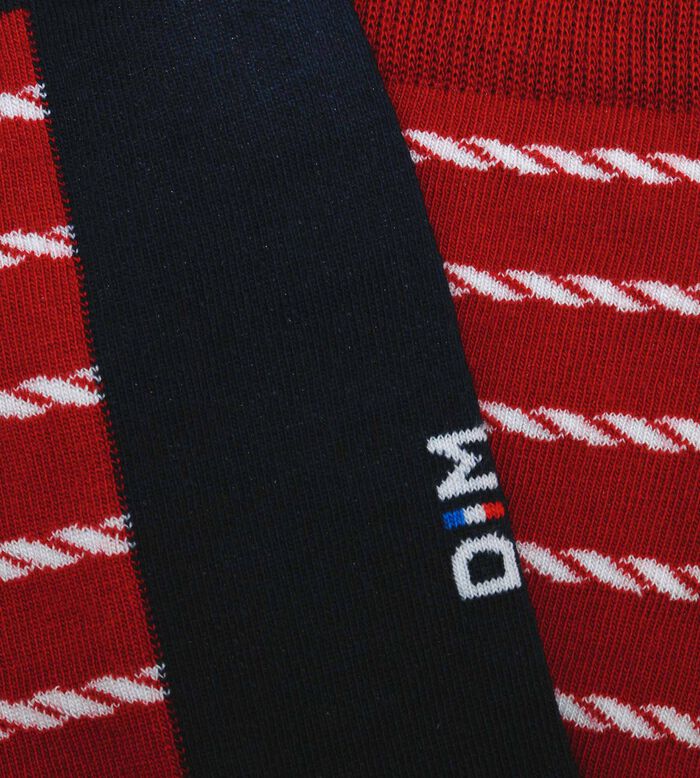 Calcetines de hombre fabricados en Francia con estampado de cuerdas Rojo Monsieur Dim, , DIM