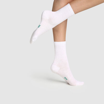 Pack de 2 pares de calcetines para mujer de algodón bio blanco Green by Dim, , DIM