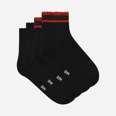 Pack de 2 pares de calcetines de rayas Negro Dim Skin para mujer, , DIM