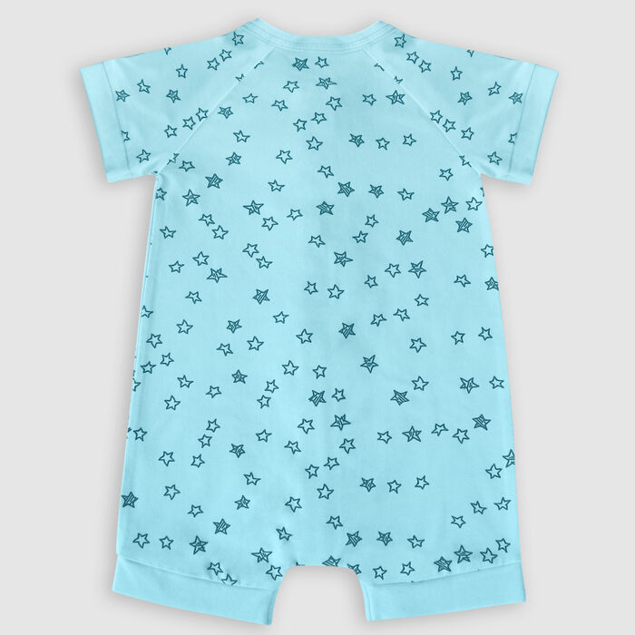 Pelele para bebé con cremallera de algodón elástico azul claro lluvia de estrellas Dim, , DIM
