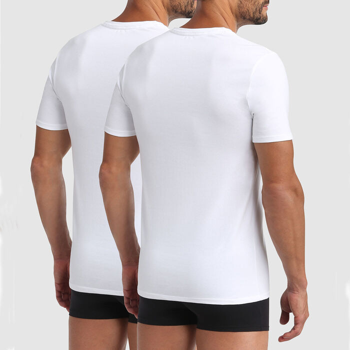 Pack de 2 camisetas blancas para hombre de algodón bio y cuello V Green by Dim, , DIM
