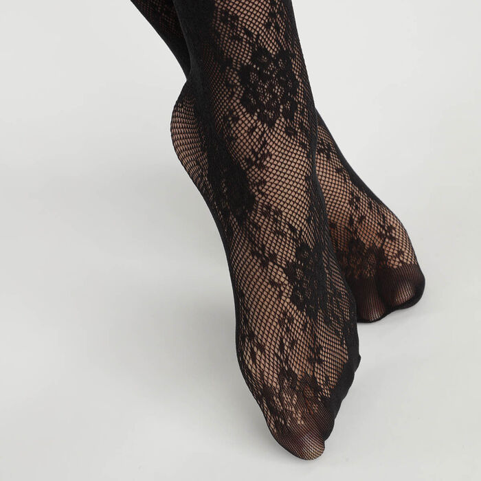 Calcetín tobillero de mujer transparente de encaje Negro Dim Style, , DIM