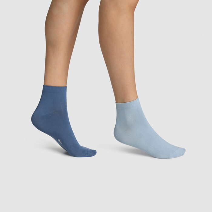 Pack de 2 pares de calcetines para mujer de microfibra azul Dim Skin, , DIM