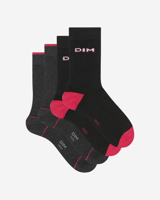 Juego de 2 pares de calcetines de hombre con efecto 3D Antracita Coton Style, , DIM