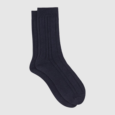 Pack de 2 pares de calcetines altos para hombre en viscosa azul  Dim Bambou, , DIM