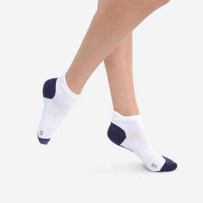 Pack de 2 pares de calcetines tobilleros cortos de mujer para impacto medio Blanco Dim Sport, , DIM