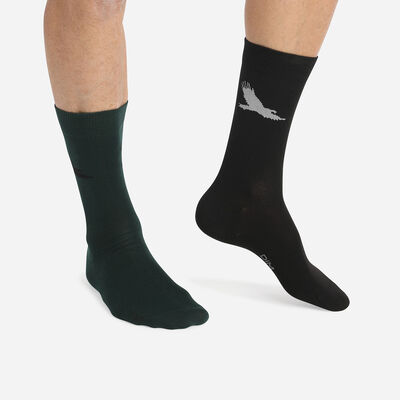 Juego de 2 pares de calcetines de hombre con motivo de águila verde Coton Style, , DIM