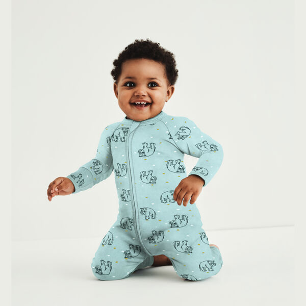 volverse loco pesado pedazo Pijama de bebé con cremallera bidireccional Rhino Blue Dim Baby