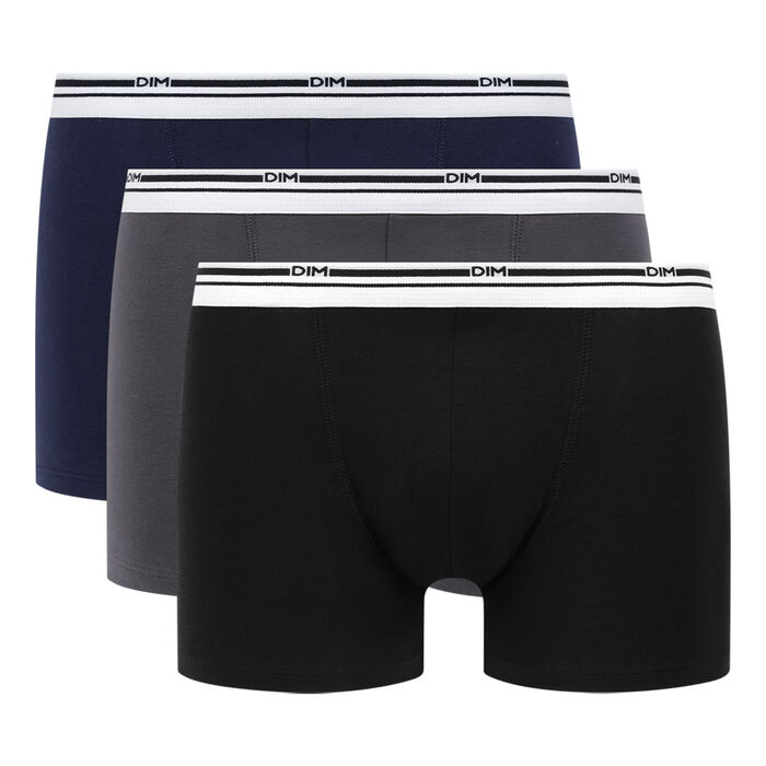 Pack de 3 bóxers de hombre en algodón stretch Negro Azul Gris Classic Colors, , DIM