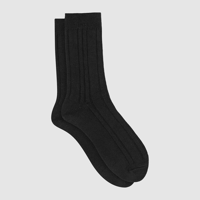 Pack de 2 pares de calcetines altos para hombre en viscosa negra Dim Bambou, , DIM