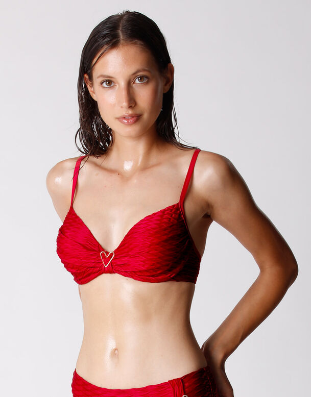 Sujetador de bikini rojo con aros para mujer, , DIM