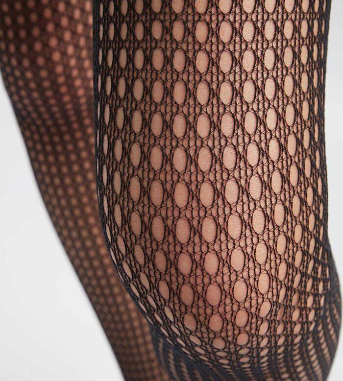 Pantis de mujer en gasa transparente con estampado de rejilla Negro Dim Style, , DIM