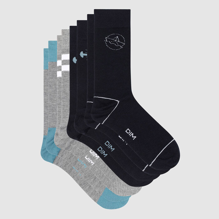 Pack de 4 pares de calcetines para hombre estampado marinero azul Les Bons Plans, , DIM
