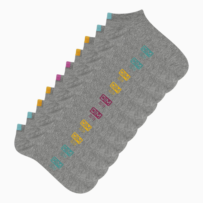 Pack de 5 pares de calcetines bajos para niños de algodón gris claro Écodim, , DIM