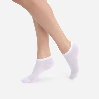 Lote de 2 calcetines bajos invisibles blancos Light Coton para mujer, , DIM