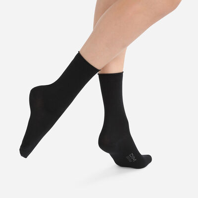 Pack de 2 pares de calcetines de algodón modal negros para mujer, , DIM