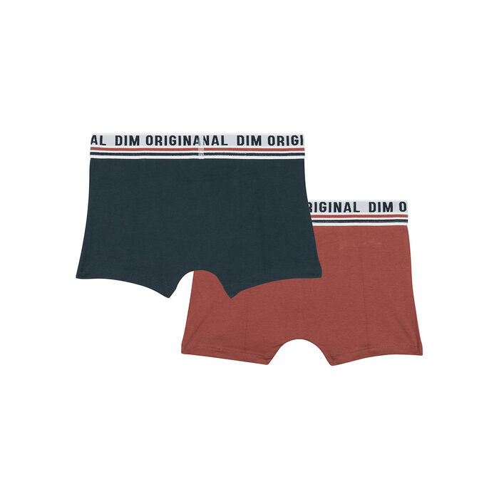 Pack de 2 bóxer en algodón elástico Azul Rojo cintura retro Dim Originals, , DIM
