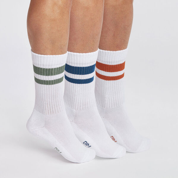 Pack de 3 pares de calcetines de hombre en algodón Blanco Verde EcoDim Sport