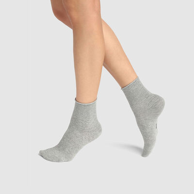 Pack de 2 pares de calcetines bajos gris de algodón y lurex plateado Coton Style, , DIM