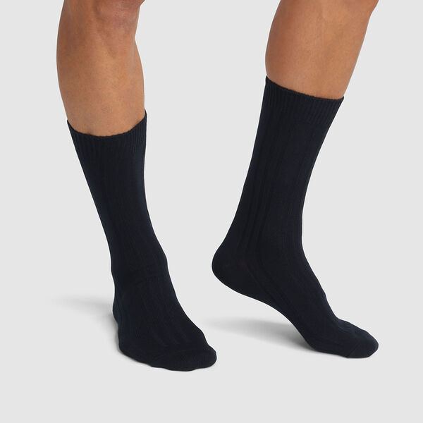 de 2 pares de calcetines altos para hombre en viscosa negra Dim Bambou