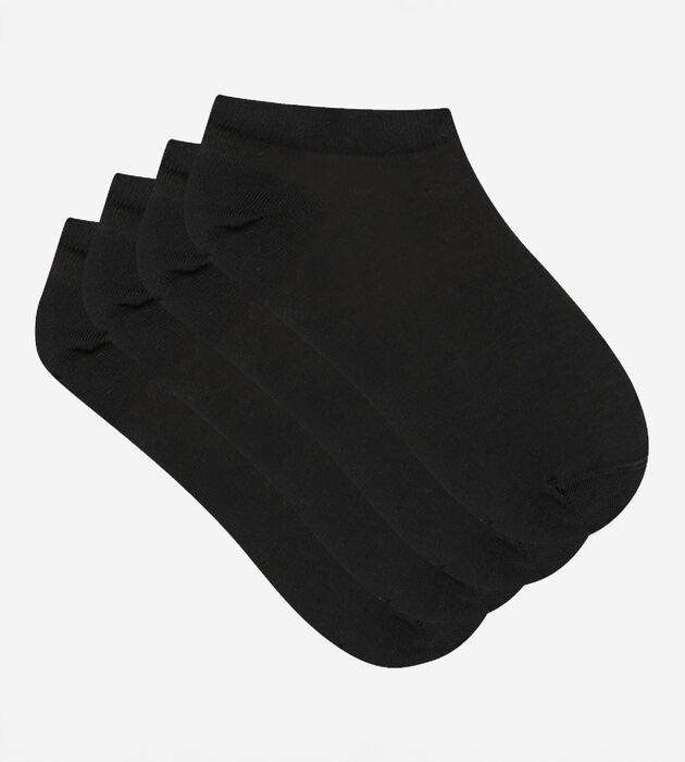 Lote de 2 calcetines bajos invisibles negros Light Coton para mujer, , DIM
