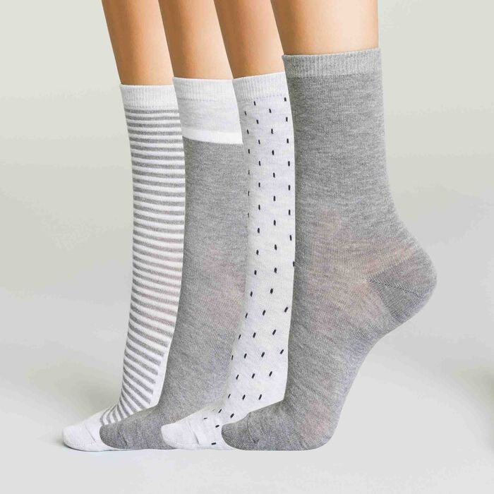 Pack de 4 pares de calcetines grises para mujer Ecodim, , DIM
