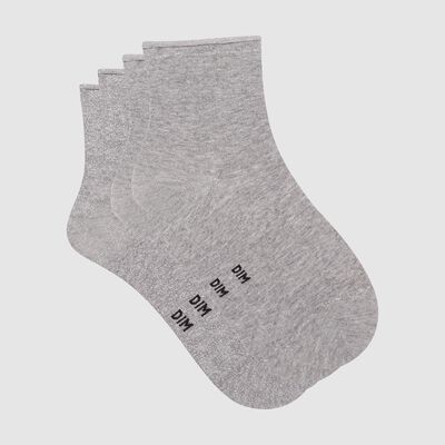 Pack de 2 pares de calcetines bajos gris de algodón y lurex plateado Coton Style, , DIM