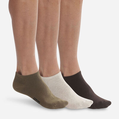 Pack de 5 pares de calcetines bajos para hombre caqui, marrón y beige Dim Basic Coton, , DIM