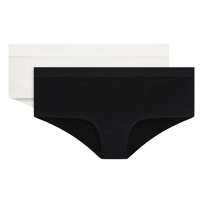 Pack de 2 culottes negro y blanco de microfibra - Les Pockets, , DIM