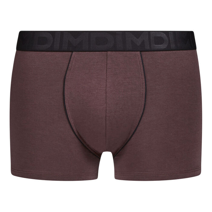 Bóxer masculino de algodón modal color chocolate con la cintura negra Dim Classic, , DIM