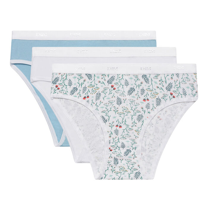 Pack de 3 bragas menstruales en algodón  con motivos Liberty Blanco Les Pockets, , DIM