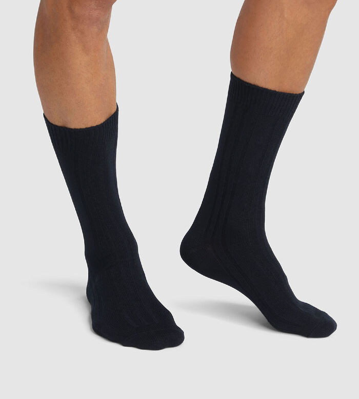 Pack de 2 pares de calcetines altos para hombre en viscosa negra Dim Bambou, , DIM