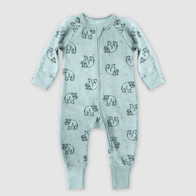 Pijama de bebé con cremallera bidireccional Rhino Blue Dim Baby, , DIM