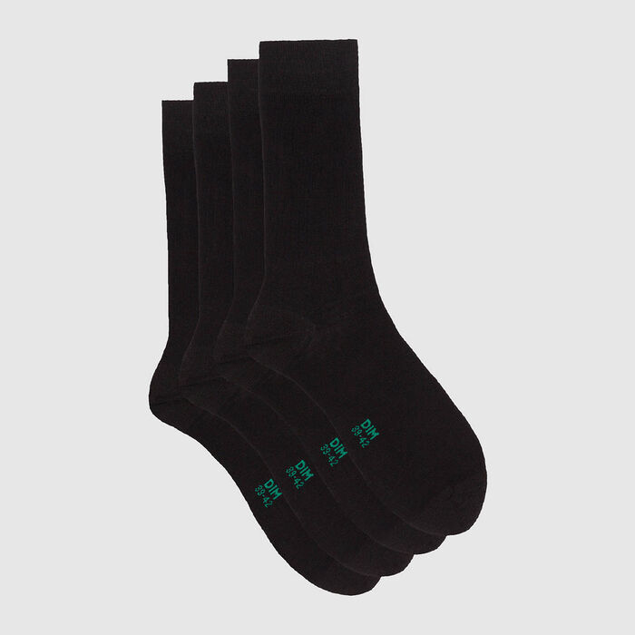 Pack de 2 pares de calcetines altos de algodón bio negro Green by Dim, , DIM