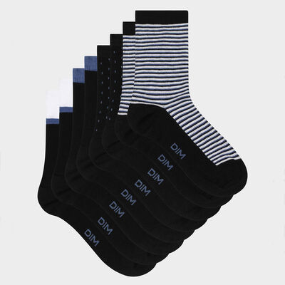 Pack de 4 pares de calcetines para mujer de rayas y lunares negro EcoDim Style, , DIM