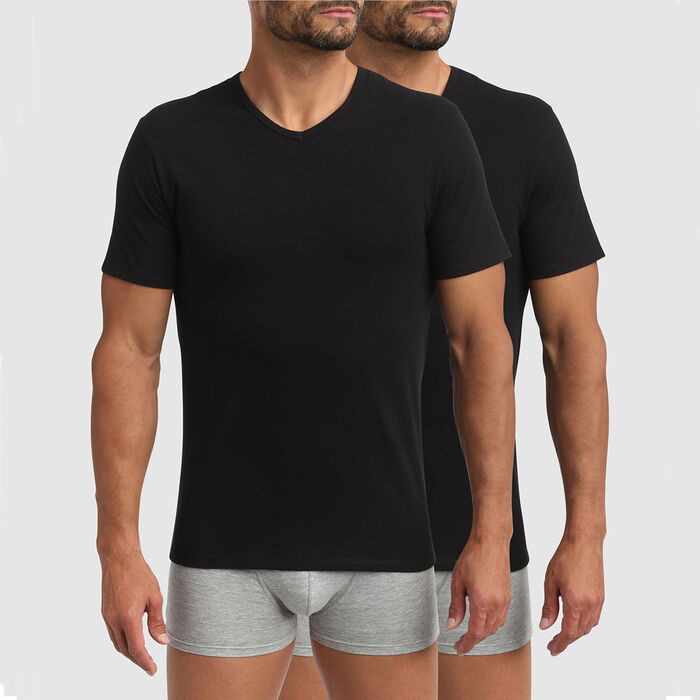 Pack de 2 camisetas negras cuello en forma de V con termorregulación activa XTemp Dim, , DIM