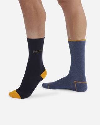 Juego de 2 pares de calcetines de hombre con efecto 3D Azul Marino Coton Style, , DIM