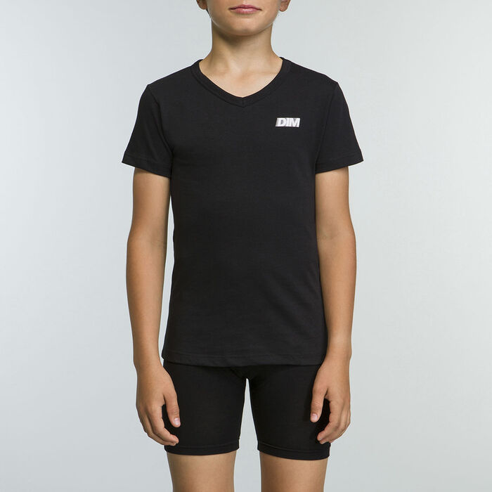Camiseta negra niño 100% algodón Basico Sport, , DIM