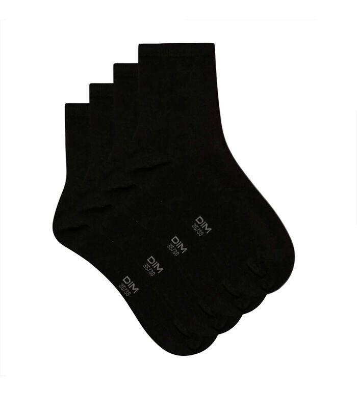 Lote de 2 pares de calcetines negros para mujer de puro algodón, , DIM